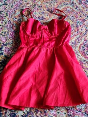 Victoria Secrets Red Bustier Skater Dress Size L
